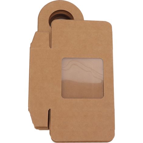25 Weinflaschenkartons aus Kraftkarton mit Aufhängehaken, Sichtfenster, faltbare Geschenkboxen (1/5)