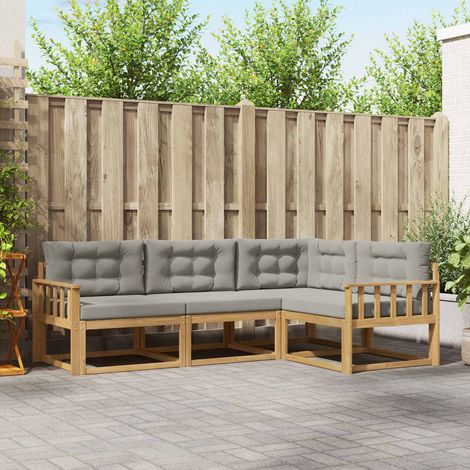 vidaXL Outdoor-Sofagarnitur 3 pcs Weiß und Hellgrau Polyester (1/5)