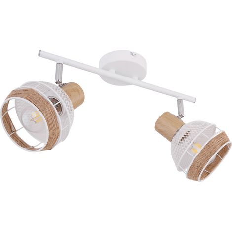Vintage Decken Leuchte Spot Strahler Leiste verstellbar Holz-Optik Wohn Zimmer Beleuchtung Käfig Lampe Globo 54021-2