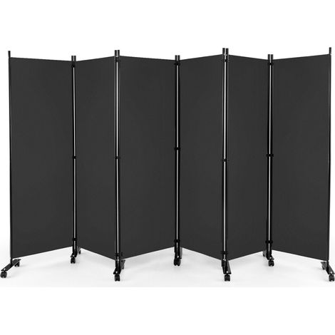 6 Panel Room Divider on Wheels Rolling Privacy Screens Portable Freestanding (1/5)