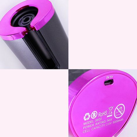 Boucleur à cheveux automatique rechargeable, chauffe rapide, fer rotatif portable pour femme et fille - Noir (1/5)