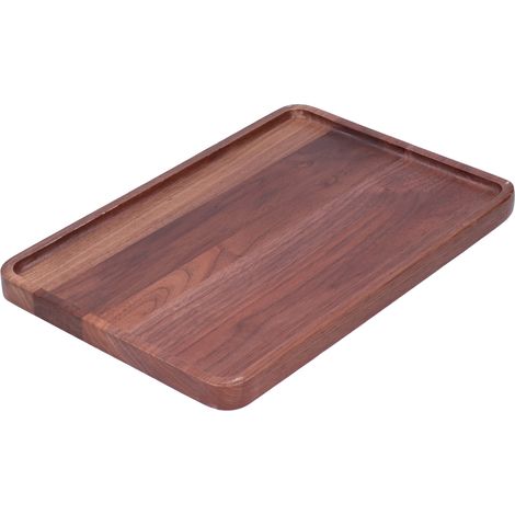 Assiette de service carrée en noyer, décorée pour fruits, desserts et barbecues (34 x 23 x 2 pouces). (1/5)