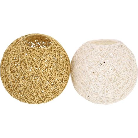 Lot De 2 Abat Jour Boule Rotin 5.91 Pouces Pour Lampe De Table Et Plafond Protection Anti Poussière Style Simple Artisanat Facile À Installer (1/5)