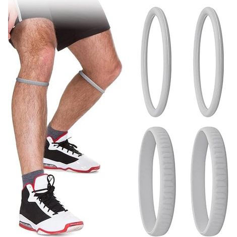 Set di 4 fasce in silicone per ginocchio, supporto per tendine rotuleo con anello di fissaggio. (1/5)