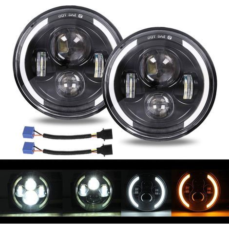 Beijiyi – Paire de phares de travail LED 200W 20000LM – 4 lentilles Angel Eyes 3000K/6000K – 4 modes d'éclairage – IP67 pour Wrangler Hummer (1/5)