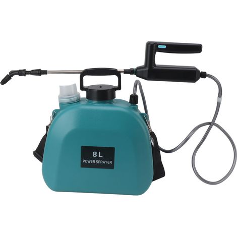 Pulvérisateur électrique 8 L avec poignée antidérapante, alimenté par une batterie 2000 mAh, avec bandoulière pour une utilisation domestique, vert (1/5)