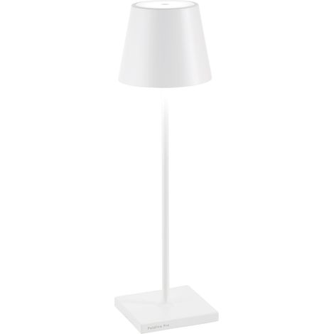 Zafferano Lampada a led da tavolo Poldina Pro Bianca ricaricabile e dimmerabile con batteria fino a 12 ore. Da uso esterno IP65 (1/4)
