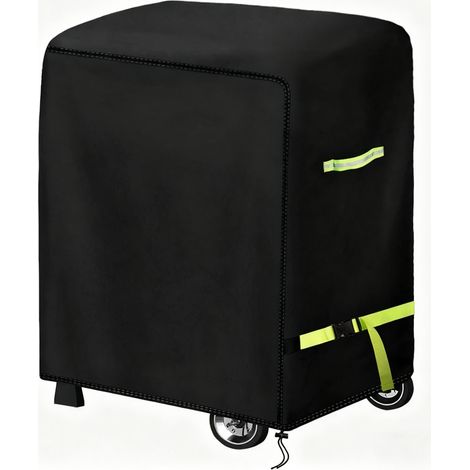 Housse de barbecue carrée noire 100x60x110 cm, housse de barbecue en polyester 420D imperméable avec bande réfléchissante et sangle de tension verte, housse de protection coupe-vent résistante aux UV (1/5)