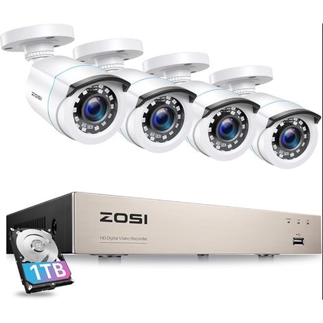 H.265+ 5MP Lite DVR Enregistreur Disque dur 4 Caméra Surveillance Extérieure 24 m Vision Nocturne Accès à distance Smartphone (1/5)