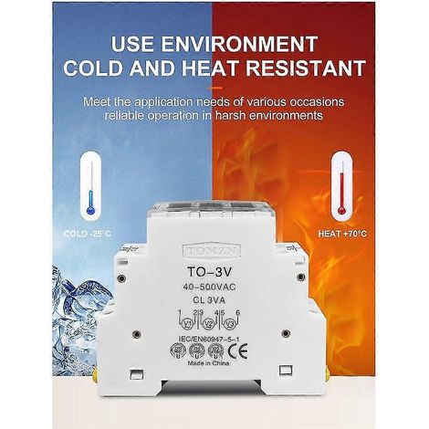 Voltmètre triphasé modulaire sur rail DIN 18 mm, 40-500 V CA, affichage numérique LED (1/5)