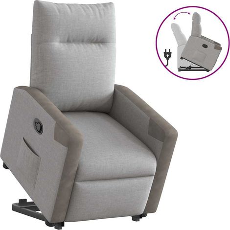 vidaXL Poltrona Alzapersona Reclinabile Grigio Nuvola in Tessuto (1/5)