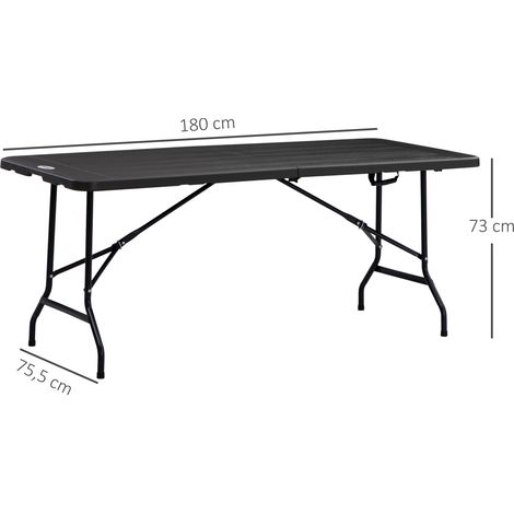 Table d'extérieur, table de jardin, pour 6 personnes, pliable, aspect bois, gris foncé, 180 x 75,5 x 73 cm (1/5)
