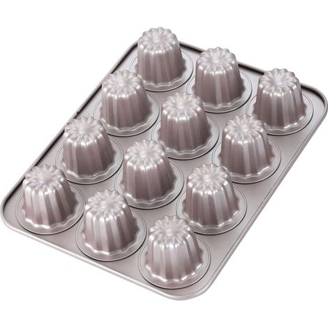 1 Moule à canelé 12 cavités,Acier carbone antiadhésif,Silicone alimentaire,Cuisson four (1/5)