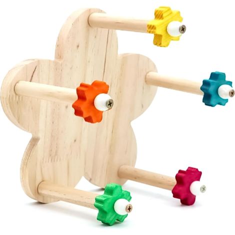 Jouet en Bois pour perroquets, Grande Roue avec perchoirs, Jouet pour Oiseaux, perchoir Rotatif, Support Suspendu pour Cage à Oiseaux, Accessoires (1/5)