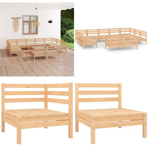 12-tlg. Garten-Lounge-Set Massivholz Kiefer - Holzsofa - Kieferholz (1/5)