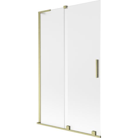Mexen Velar L Badewannen-Faltwand 2-flügelig, verschiebbar 110 x 150 cm, mattiert, gold gebürstet - 896-110-003-31-55 (1/5)