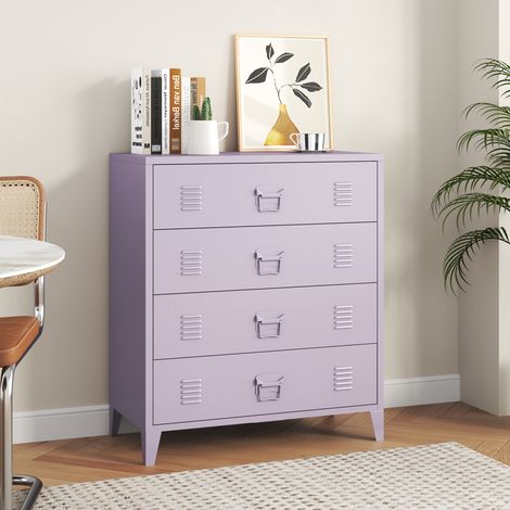 Cassettiera Hämeenlinna Comò in Acciaio con 4 Cassetti 92 x 80 x 40 cm Viola [en.casa] (1/5)