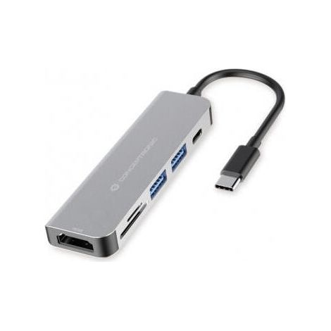 Conceptronic DONN23G 6-in-1 USB 3.2 Gen 1 Docking Station, USB 3.0 x 2, 100W USB PD, 4K 60Hz HDMI, SD, TF/MicroSD (1/4)