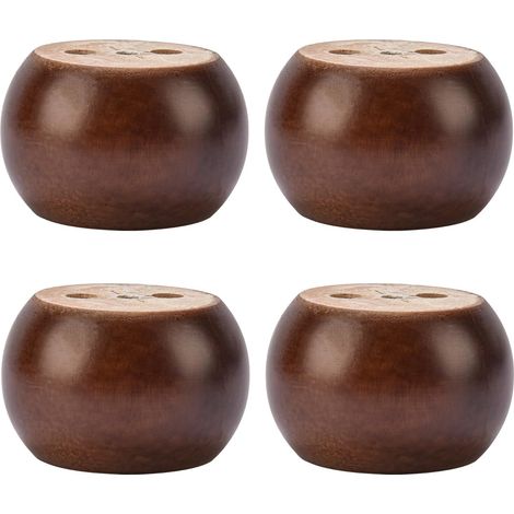 Juego de cuatro patas torneadas de madera maciza de nogal de 5 cm, aptas para sofás, armarios y sillones. (1/3)