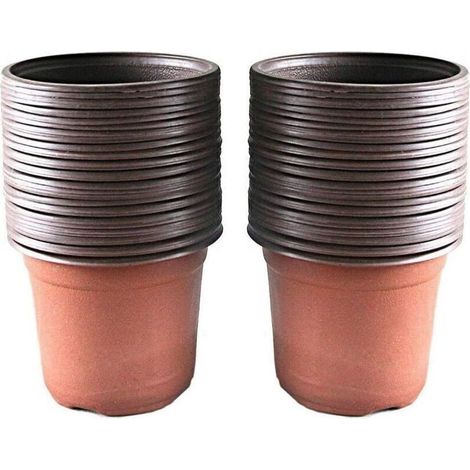 DELKEVIC Lot de 100 pots en plastique souple 9.5 cm – drainage pour aération – Idéal pour semis et boutures (1/4)