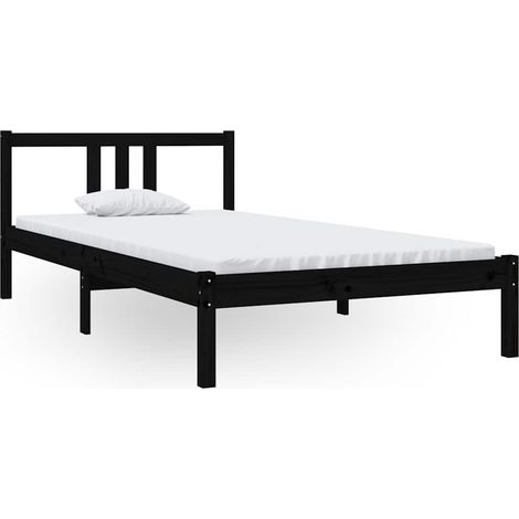 Maison Exclusive - Massivholzbett Schwarz 100x200 cm (1/5)