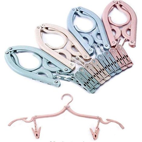 Lot de 4 Cintres Pliables Portables Love Shops avec 8 Pinces pour Foulards, Costumes, Pantalons, Chemises et Sous-Vêtements (1/4)