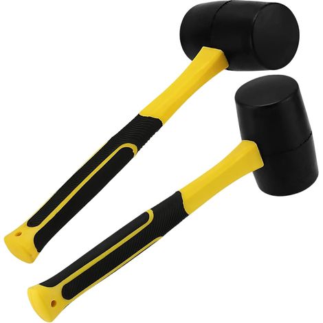 2 packs de marteaux en caoutchouc de 16 oz, marteau en caoutchouc noir avec manche en fibre de verre, pour les dalles de pavage, le carrelage, le travail du bois, les bijoux (1/5)
