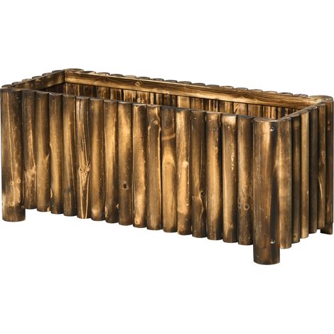 Carré Potager en Bois de Sapin, Bac pour Légumes, Herbes Aromatiques et Fleurs, 100 x 38,5 x 40 cm (1/5)