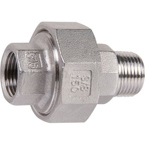 Raccord union inox droit à visser - M 1''1/2 - F 1''1/2