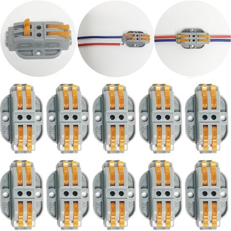 10 pcs SPL-2 Connecteur Electrique Connecteur de Fils à Ecrou à levier, Design Compact avec Vis de Fixation (1/4)