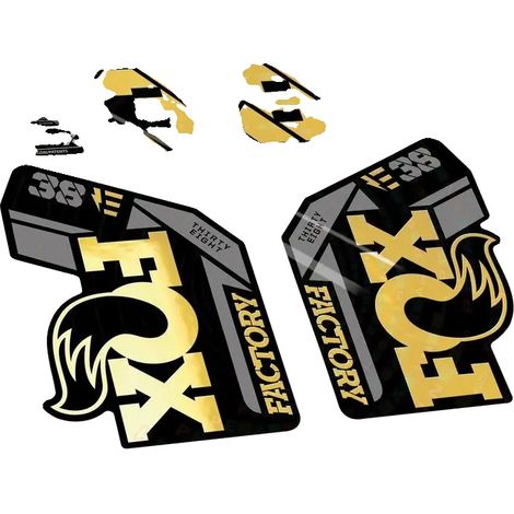 Pegatinas, compatibles con la horquilla Fox 38 Factory, vinilo resistente, color dorado cromado. (1/2)