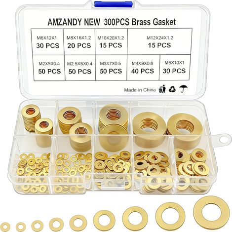 Kit Combiné de Rondelles Plates en Laiton 300 Pcs (1/5)
