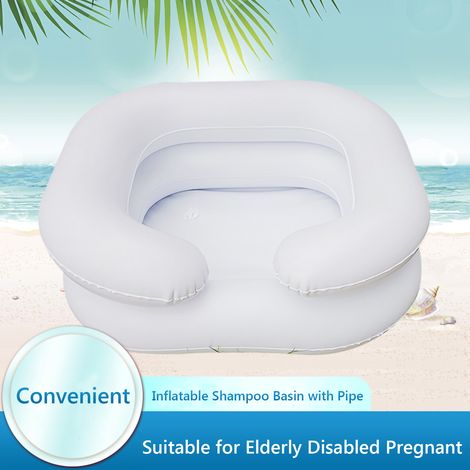 Bassin de shampooing gonflable portable pour lavage des cheveux au lit - Confortable et facile à vidanger, adapté pour personnes âgées, handicapées ou à mobilité réduite (1/5)