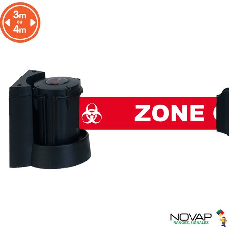 Enrouleur mural avec sangle Rouge Zone contaminée 5m x 50mm - 2050258 (1/2)