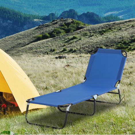 Gartenliege aus Stahl blau klappbar mit verstellbarer Rückenlehne (1/5)