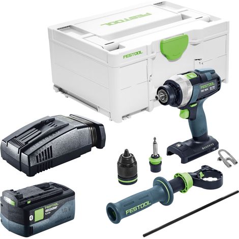 Taladro atornillador a batería Festool TDC 18/4-Basic 18 V 75 Nm sin escobillas + 1 batería de 5,0 Ah + cargador rápido + Systainer