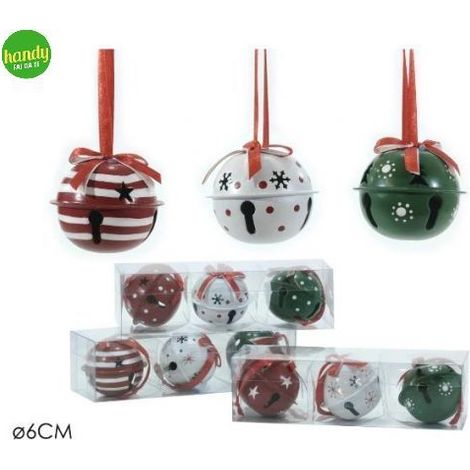 Set 3 Pendagli Campanello à6 cm Assortiti