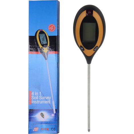 Testeur de sol, pH-mètre, capteur d'humidité, éclairage et température, affichage LED pour jardin (anglais) (1/5)