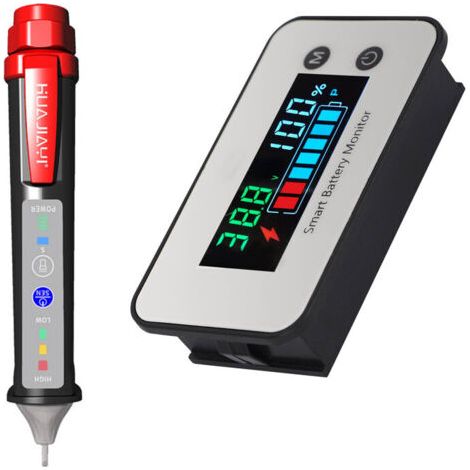 Batteriemonitor für 12 V, 24 V, 36 V, 48 V, 60 V und 72 V, Batterietester für Auto und Golfwagen, digitale Batteriekapazitätsanzeige (7–100 V), Spannungsüberwachung, Kapazitätsanzeige in Prozent (1/5)