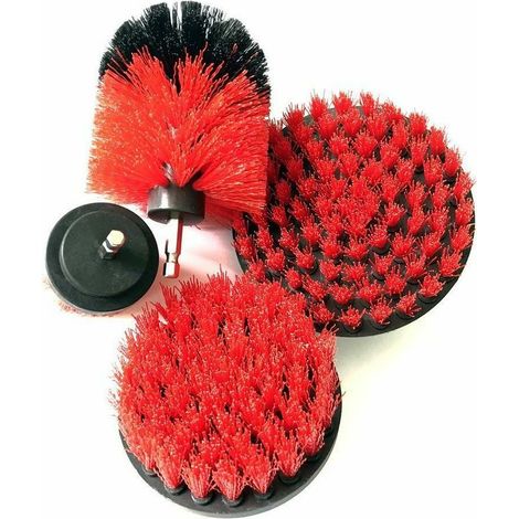 royaluxe -Brosse, roue et abrasif de perceuse Brosse de forage Fixation Brosses de forage Attachement Scrubber Kit de nettoyage pour nettoyer les roues de carreaux de douche de voiture Tapis de mortie (1/5)