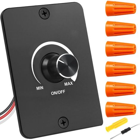 Variateur de Lumière LED PWM DC 12V Variateur Rotatif Panneau de Réglage de la Luminosité Variateur D'intensité en Continu pour Camping-car Bateau Camion Van Caravane vec 6 Bornes (Noir) (1/5)