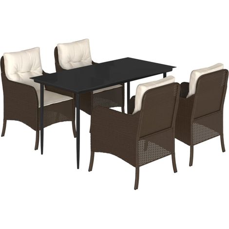 Maison Exclusive - Set comedor de jardín 5 piezas y cojines ratán (1/5)