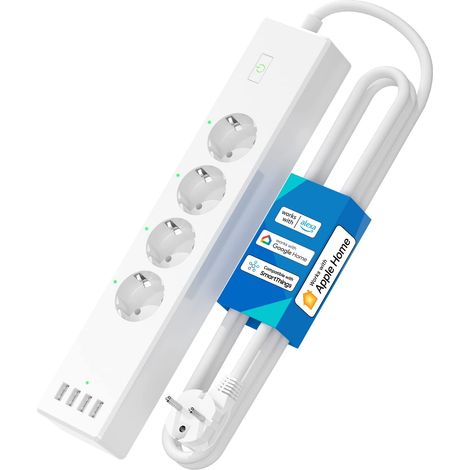 meross Ciabatta con HomeKit smart alexa - Multipresa wifi Intelligente con 4 Schuko 4 Porte USB Funzione timer protezione da sovraccarico Compatibile con Apple HomeKit, Smartthings, Google Assistant (1/5)