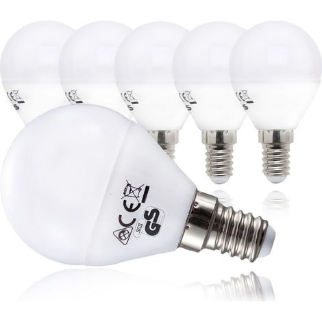 B.K.Licht lot de 5 ampoules 5W LED E14, 470 Lumen par ampoule, lumière blanche chaude de 3000 Kelvin, équivaut ampoule halogène 40W, 230V, forme ronde, hauteur 106mm