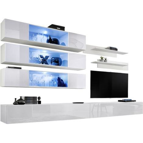 Conjunto de muebles colgantes con LEDS colección FLY J3. Color blanco.