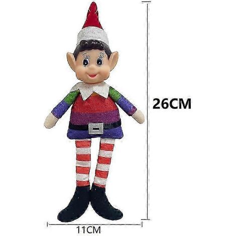 Lutin de Noël mâle - Décorations de Noël - Pendentif lutin de Noël arc-en-ciel - 23 x 10 cm (1/2)