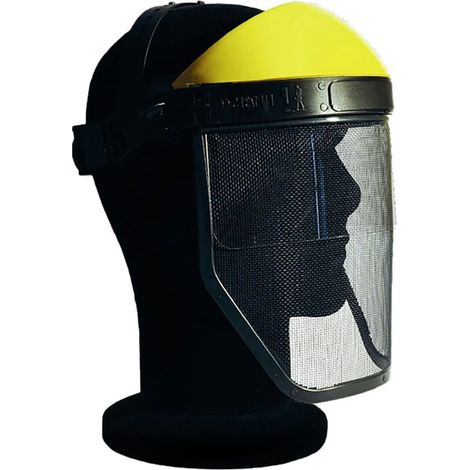 SCHERMO PROTETTIVO COMBINATO CON CALOTTA MASCHERA VISIERA A RETE REGOLABILE