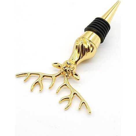 Flaschenverschluss mit goldenem Hirschkopf – Wiederverwendbarer Weinverschluss, Flaschenverschluss für geöffnete Flaschen, Champagnerverschluss für Weihnachten, luftdicht für Rot- und Weißwein, Neu (1/5)