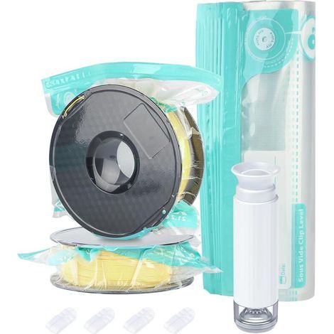 Sac Sous Vide Pour Filaments 3d éTanche à L'Humidité, 10pcs Sacs ScelléS Sous Vide RéUtilisables Avec Pompe Manuelle/Clips Pour ProtéGer Pla Abs Petg Tpu, 21.2 Cup (30×40cm) (1/5)