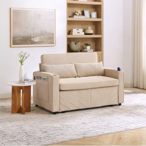 divano seduta trasformabile con USB beige HAVRYA (1/5)